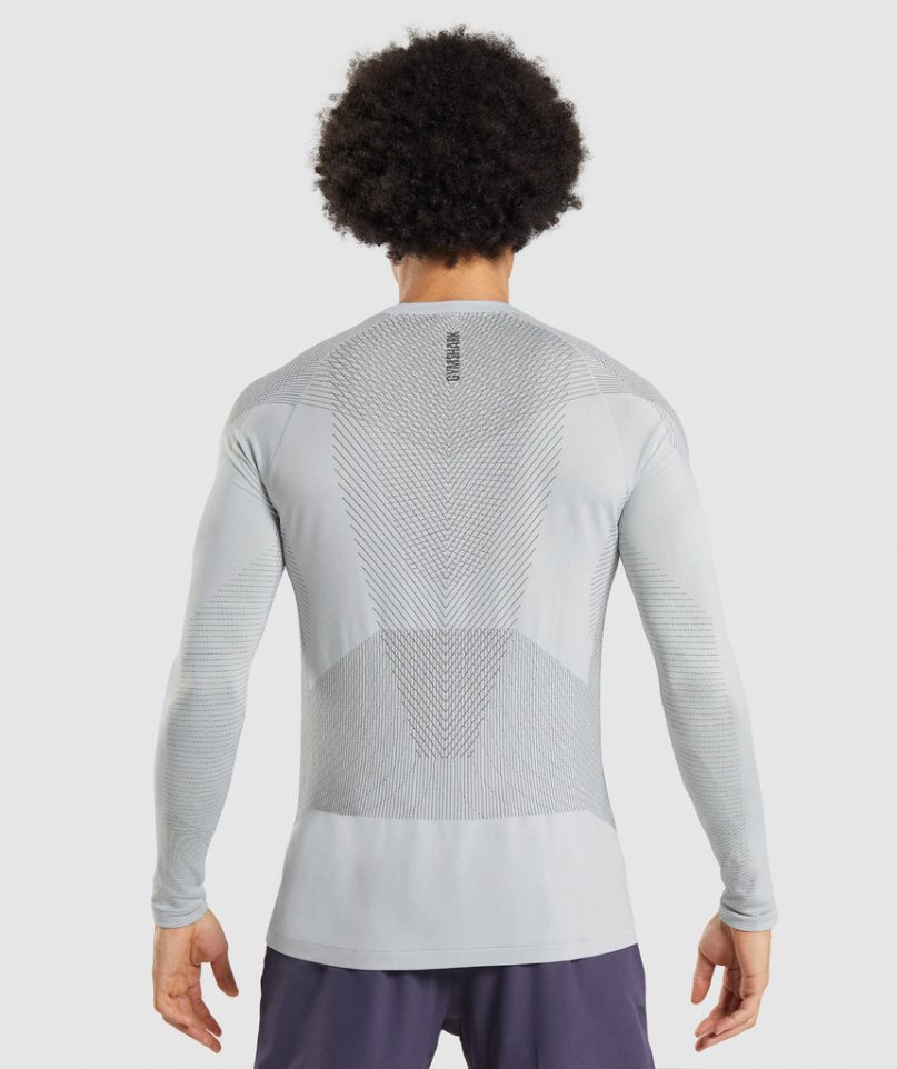 Men's Gymshark Apex Seamless Long Sleeve T-Shirts Light Grey | NZ 1DAUJF